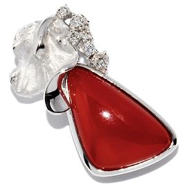 Autre Marque Pendente in diamante corallo K18WG Top 2005017