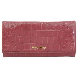Portafoglio a soffietto in pelle goffrata coccodrillo Miu Miu viola 5M1183