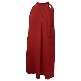 Vestido em crepe vermelho com gola laço Espere Admiral da Theory
