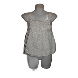 Top à pois Christian Dior en coton blanc beige