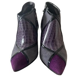 Stivaletti con tacco Casadei in Pelle e Scamosciato Viola