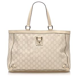 Borsa tote Gucci Guccissima Abbey D-Ring bianca