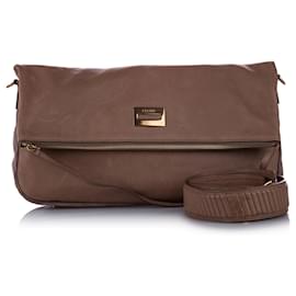 Borsa a tracolla in pelle marrone Celine Fold-Over - Céline