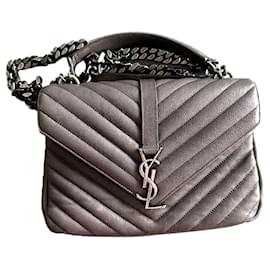 Sac à main Yves Saint Laurent en cuir gris