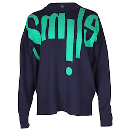 Suéter Sandro Paris con estampado Smile en viscosa azul marino