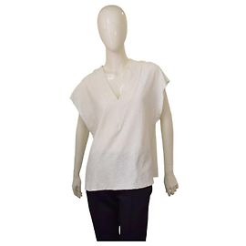 Autre Marque Top senza maniche in cotone terry bianco Four Minds con scollo a V