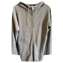 Chanel & Karl Lagerfeld Línea Sport Sudadera gris con cremallera de cachemira gran CC