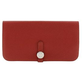 Hermès Hermes Dogon langer Geldbeutel aus rotem Togo-Leder