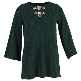 Grüne Polyesterbluse mit Polka-Dot-Druck und goldenen Verzierungen von Michael Kors