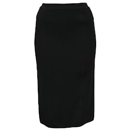 Giorgio Armani Midi Hochtaillierte Bleistiftrock aus schwarzer Wolle
