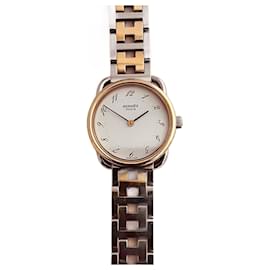 Montre Hermès Arceau plaqué or et acier cadran blanc