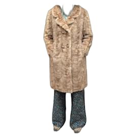 Autre Marque Abrigo de piel beige