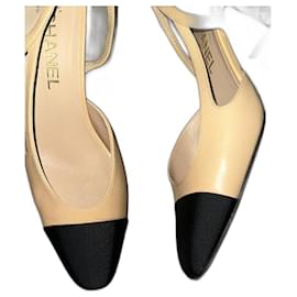 Décolleté Slingback Chanel Beige in Pelle 39