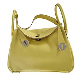 Borsa Hermès Lindy 26 in pelle giallo lime