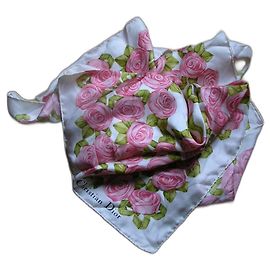 Christian Dior Foulard in twill di seta, rose art déco.