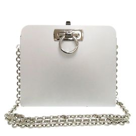 Borsa a spalla in alluminio argento Salvatore Ferragamo Gancini AU-21 6717