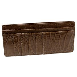 Autre Marque Cartera Larga con Cremallera de Fragmento de Cocodrilo Mate (con Bolsillo para Monedas)