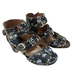 Sandali Laurence Dacade Eloyse in pelle neri con stampa floreale