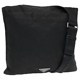 Borsa a spalla PRADA in nylon nero Auth bs18093