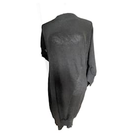 Yohji Yamamoto Asymmetrisches Strickkleid aus Wolle Schwarz