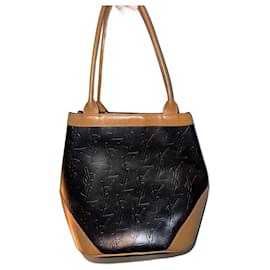 Sac fourre-tout Yves Saint Laurent cuir marron noir beige
