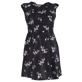 Abito mini A-line con stampa floreale Red Valentino Garavani in poliestere nero