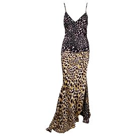 Vestido largo con estampado animal Roberto Cavalli - años 2000
