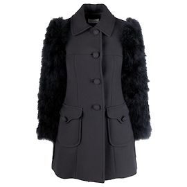 Valentino Garavani Wollmantel von Red Valentino mit Ärmeln aus Tierfedern - 10er Jahre
