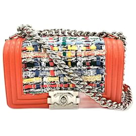 Borsa a spalla in pelle tweed Chanel Boy con catena