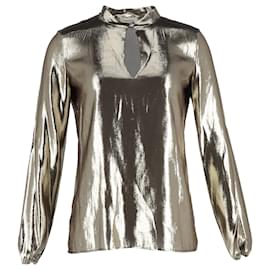Blusa Lamé a Goccia in Seta Dorata di Lanvin