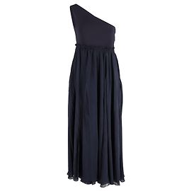 Vestido maxi de un hombro Pierre Balmain en poliéster y algodón azul marino
