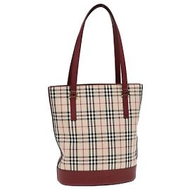 Bolso de Hombro Burberry Nova Check de Lona Beige Rojo Auth 90761