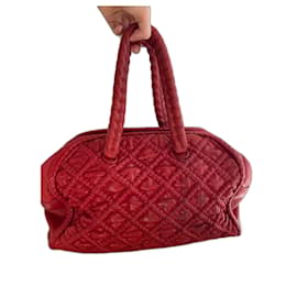 Borsa Chanel Boston Bowling in pelle di agnello rossa
