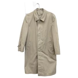 Autre Marque Impermeabile in gabardine di cotone beige uomo