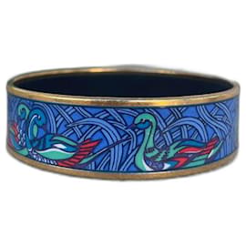 Hermès Duck Family Enamel Bracelet Blue Gold