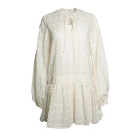 Autre Marque Vestido ecru bordado con volantes Matin