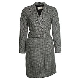 Autre Marque Suistudio, trench coat a quadri in bianco e nero