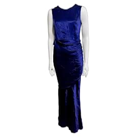 Seidenkleid im Meerjungfrauenstil in Mitternachtsblau - Amanda Wakeley