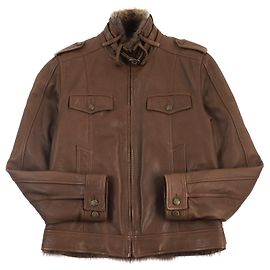 Leder Truckerjacke Dolce & Gabbana braun 48