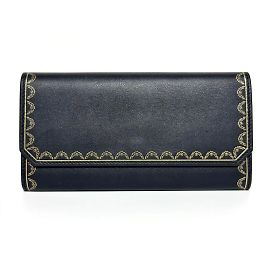 Cartier Damen Langbörse aus schwarzem Leder