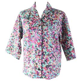 Autre Marque DRIES VAN NOTEN Bluse mit offenem Kragen und Perlenmuster