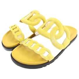 HERMES Sandali in Suede Chaine d'Ancre Giallo 38 - Hermès