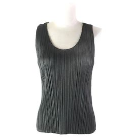 Autre Marque Top senza maniche U-neck PLEATS PLEASE grigio scuro