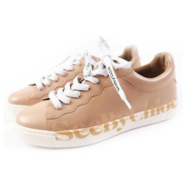 Chloé Baskets en cuir beige Chloe ESSIE Logo 38