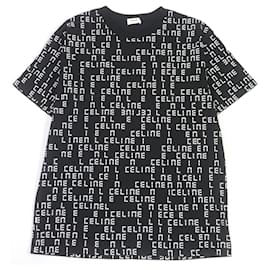 Camiseta de cuello redondo con estampado de logo Celine en algodón - Céline