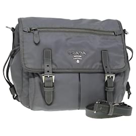 Borsa a tracolla PRADA Nylon Grigio Argento Autentica 89792