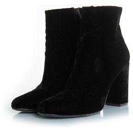 Stivaletti in velluto neri Saint Laurent