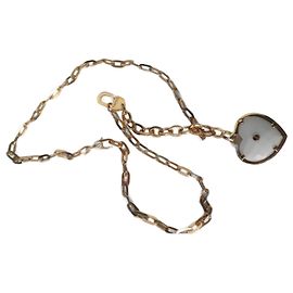 Autre Marque collier en chaîne en or FACCO avec pendentif en agate en forme de cœur
