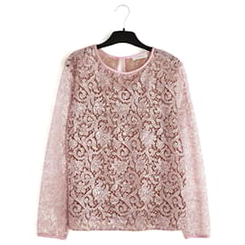 Yves Saint Laurent Rive Gauche YSL 1985s Top FR38 Pink Lace Blouse UK10 US8