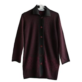 Yves Saint Laurent Wollstrickjacke Schwarz Bordeaux